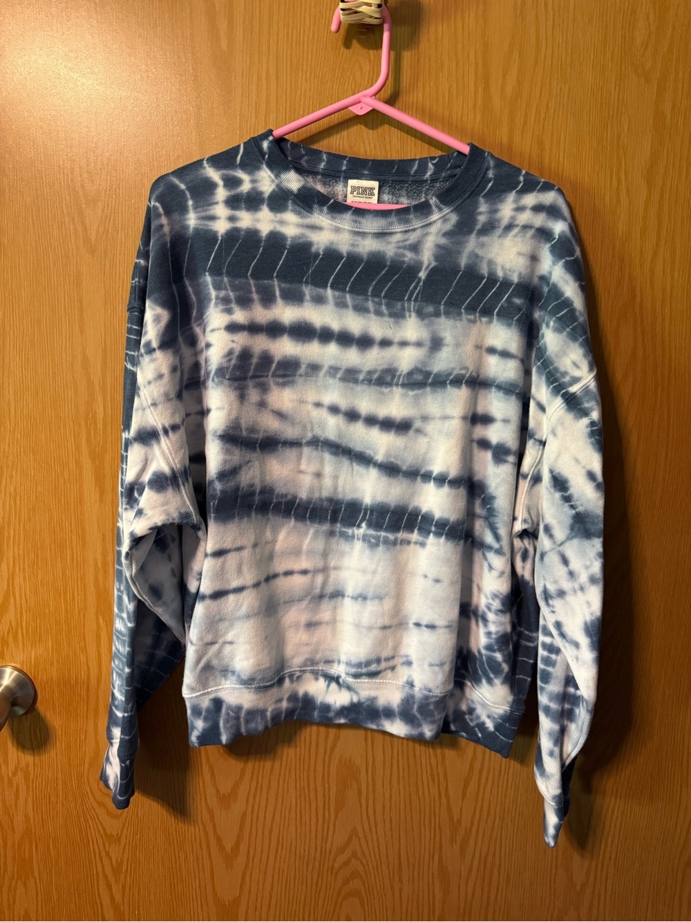 PINK by Victoria Secret Tie-Dye Blue Crewneck Sweatshirt